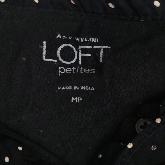 Ann Taylor Loft Petites Women's Long Sleeve Blouse Sz Medium Ruffles Polka Dot - Picture 4 of 9